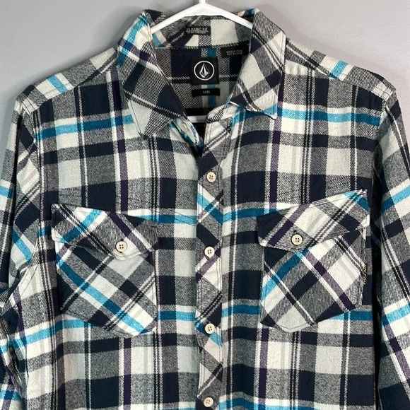 VOLCOM Mens Alaska Long Sleeve Plaid  Flannel Shirt Classic Fit Button Size M - Picture 2 of 12